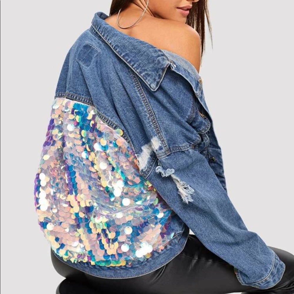 Blue Jean Sequin Retro Jacket